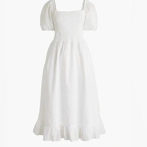 J Crew 2x Smocked puff-sleeve midi dress